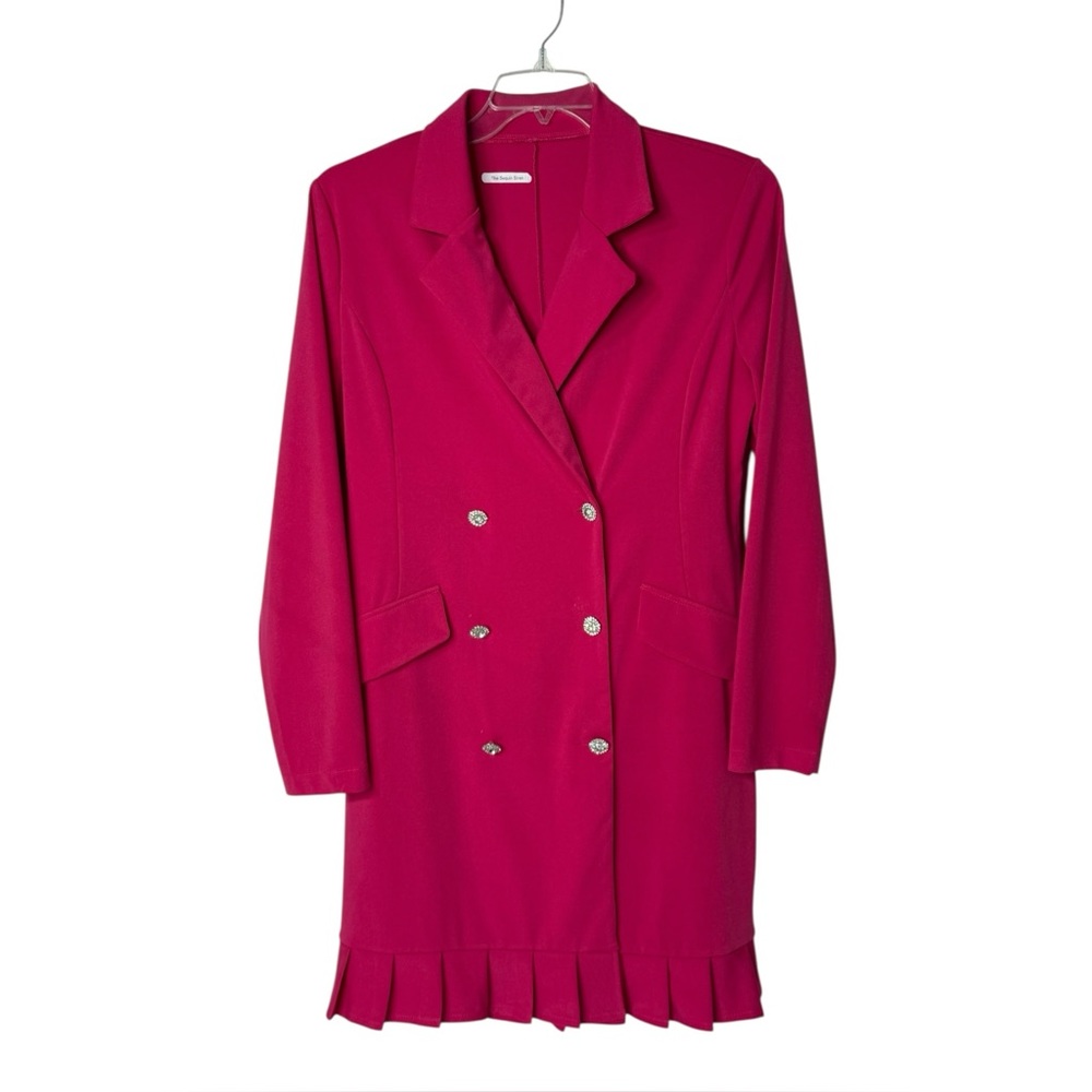 The Sequin Siren Pink Double Breasted Mini Jacket Dress Stretchy Women's 6